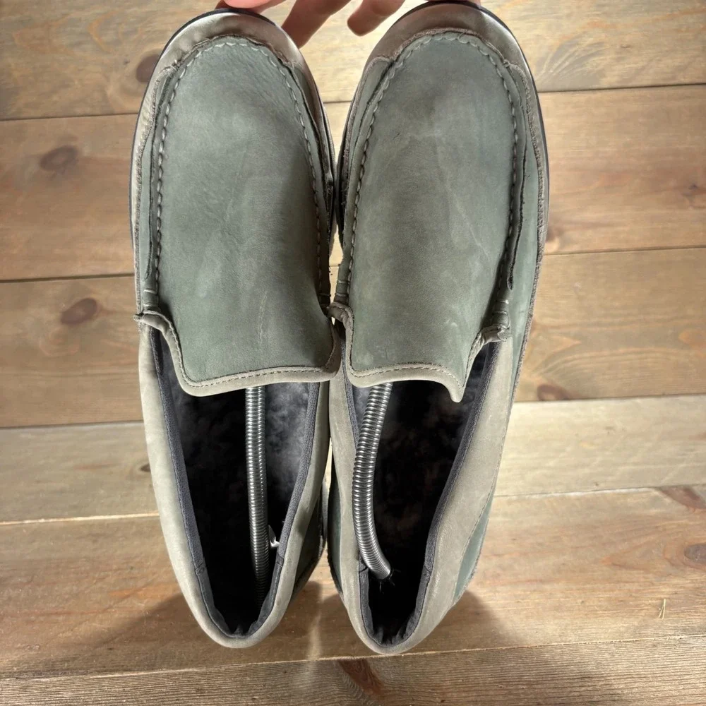LL Bean All Week Mens size 11 shoes Green Nubuck Leather Loafers slippers